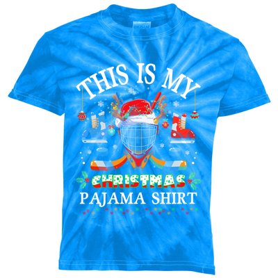 This Is My Christmas Pajama For Hockey Lover Cool Gift Kids Tie-Dye T-Shirt