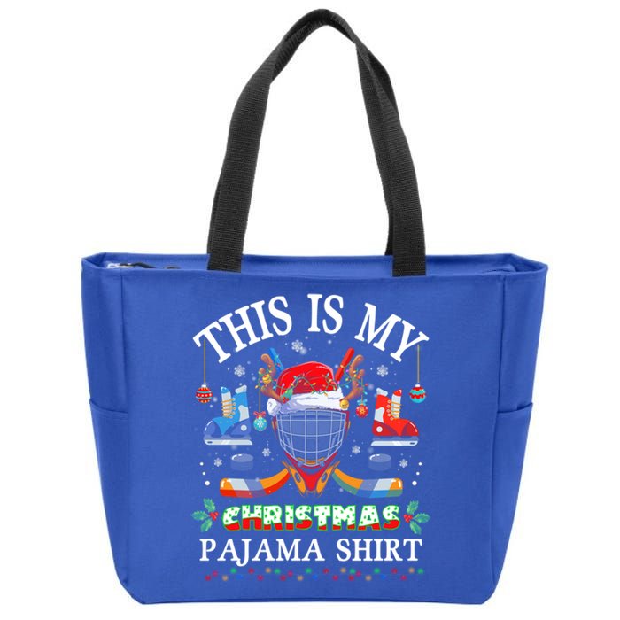 This Is My Christmas Pajama For Hockey Lover Cool Gift Zip Tote Bag