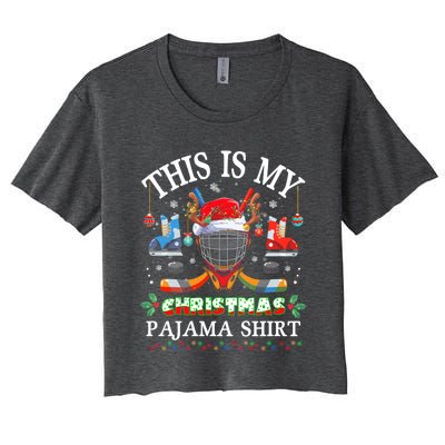 This Is My Christmas Pajama For Hockey Lover Cool Gift Women's Crop Top Tee