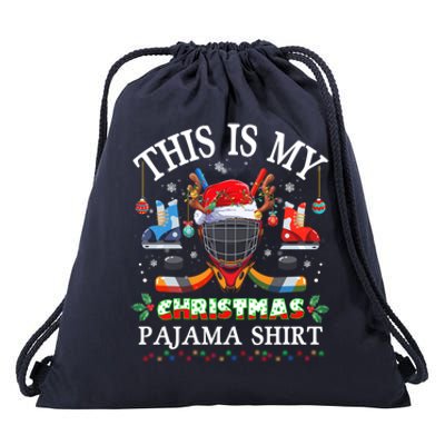 This Is My Christmas Pajama For Hockey Lover Cool Gift Drawstring Bag