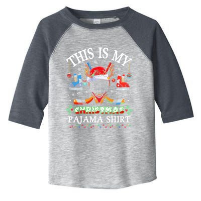 This Is My Christmas Pajama For Hockey Lover Cool Gift Toddler Fine Jersey T-Shirt