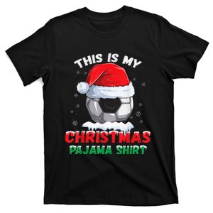 This Is My Christmas Pajama Shirt Soccer Santa Hat Boy T-Shirt