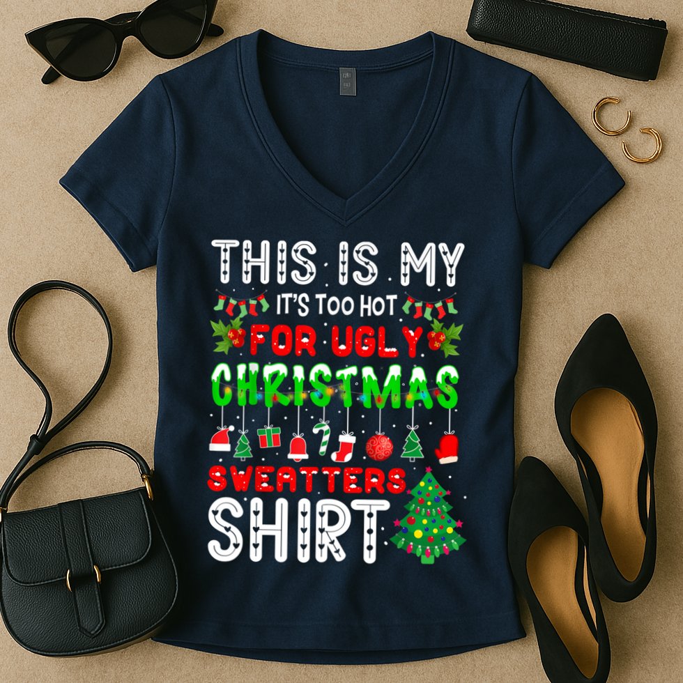 This Is My It's Too Hot For Ugly Christmas Sweaters Shirt Women's V-Neck T-Shirt