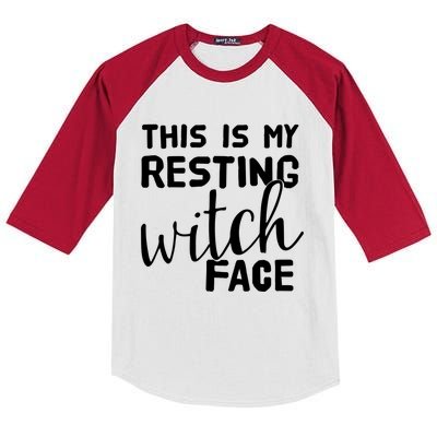 This Is My Resting Witch Face Funny Halloween Gift Kids Colorblock Raglan Jersey