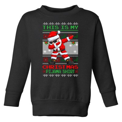 This Is My Christmas Pajama Dabbing American Santa Toddler Sweatshirt