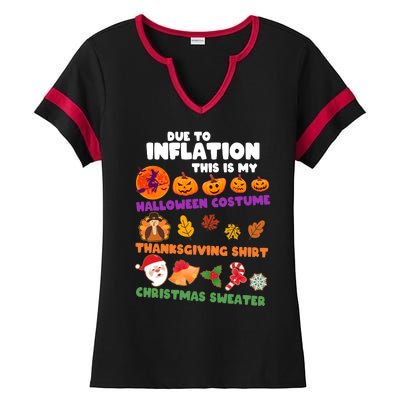 This Is My Halloween Costume Thanksgiving And Christmas Sweater Ladies Halftime Notch Neck Tee