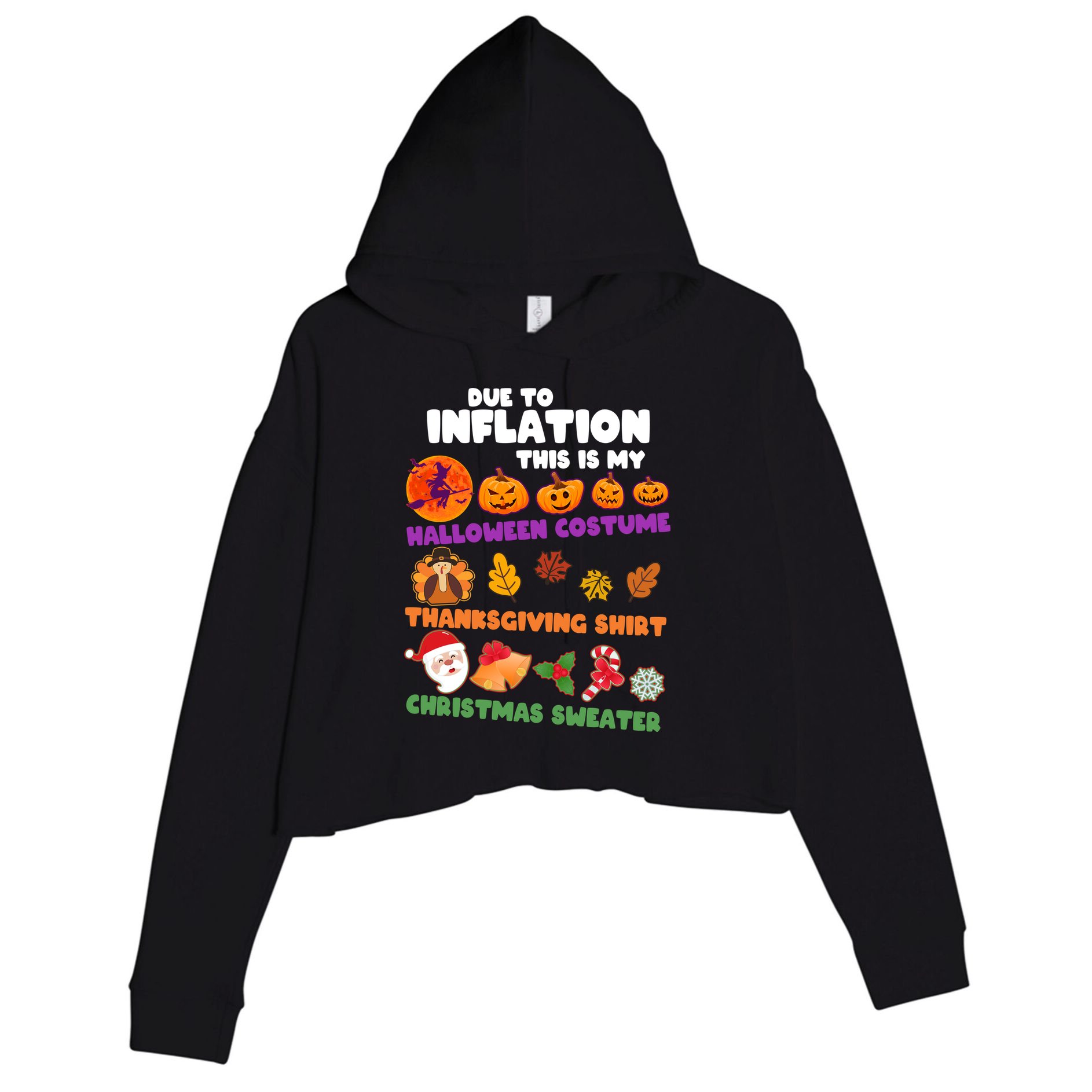 This Is My Halloween Costume Thanksgiving And Christmas Sweater Crop Fleece Hoodie