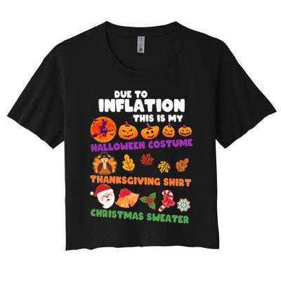 This Is My Halloween Costume Thanksgiving And Christmas Sweater Crop Top