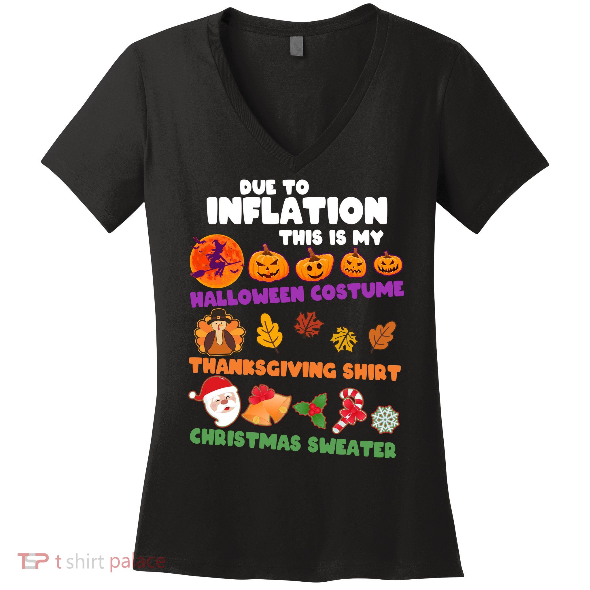 This Is My Halloween Costume Thanksgiving And Christmas Sweater Women's V-Neck T-Shirt