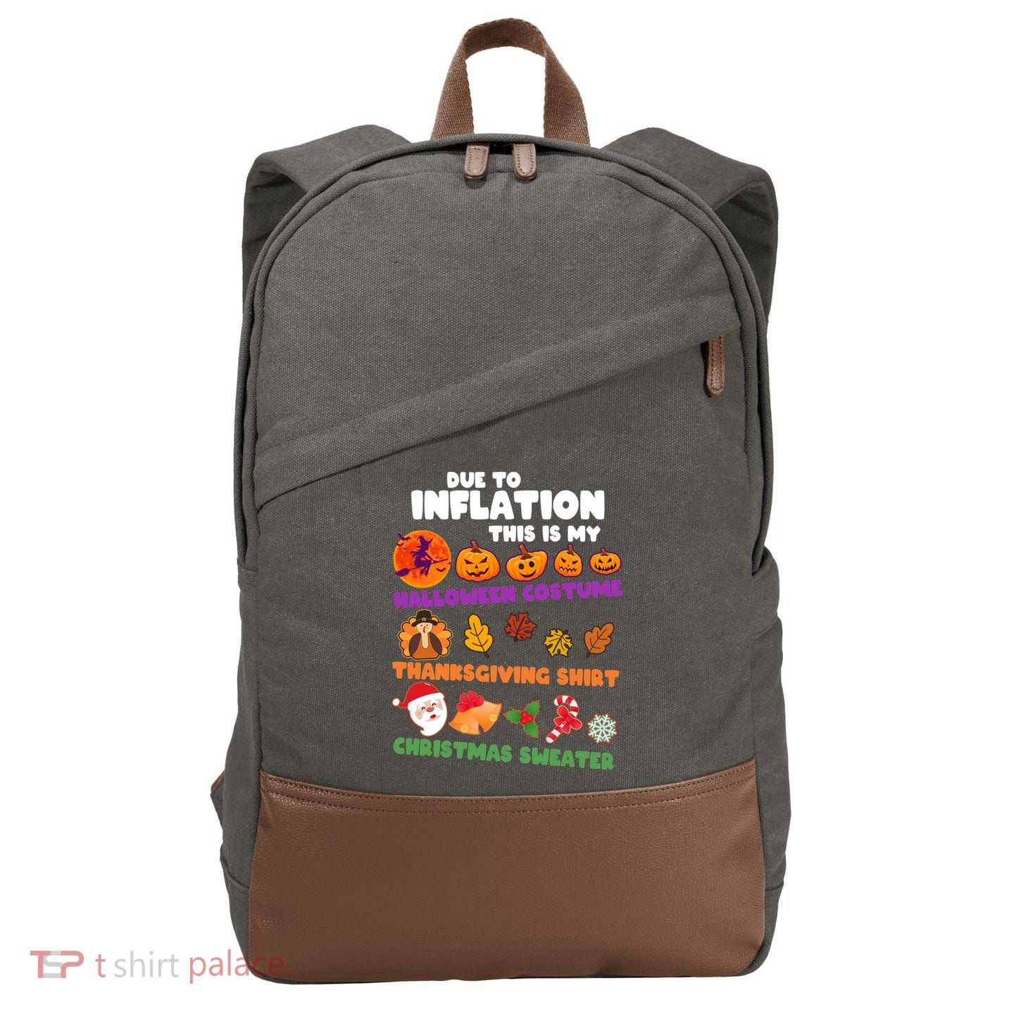 This Is My Halloween Costume Thanksgiving And Christmas Sweater Cotton Canvas Backpack