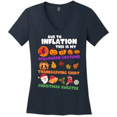 This Is My Halloween Costume Thanksgiving And Christmas Sweater Women's V-Neck T-Shirt