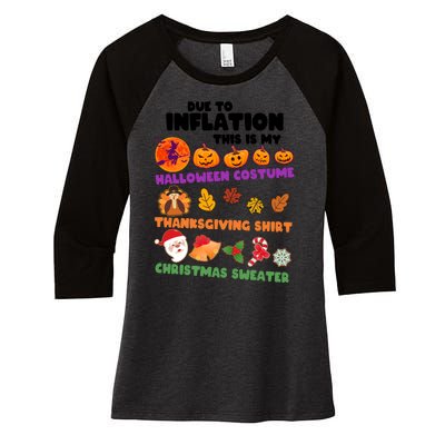 This Is My Halloween Costume Thanksgiving And Christmas Sweater Women's Tri-Blend 3/4-Sleeve Raglan Shirt