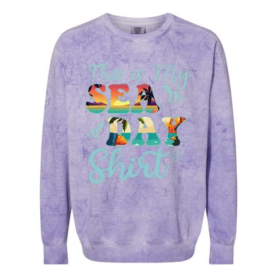 This Is My Sea Day Funny Family Summer Vacation Colorblast Crewneck Sweatshirt