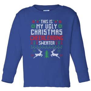 This Is My Ugly Christmas Cheerleading Sweater Cheerleader Gift Toddler Long Sleeve Shirt