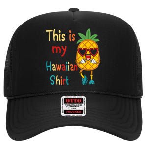 This Is My Hawaiian Tropical Luau Costume Party Hawaii High Crown Mesh Back Trucker Hat