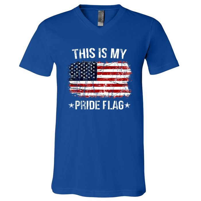 This Is My Pride Flag USA American 4th Of July V-Neck T-Shirt