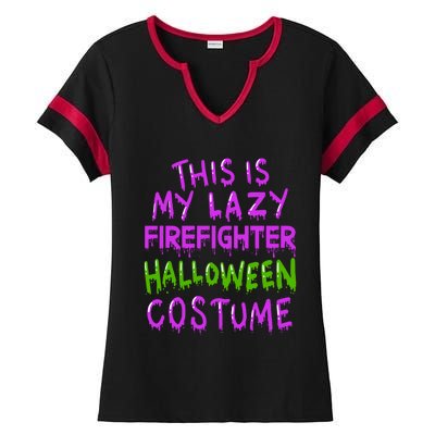 This Is My Lazy Firefighter Halloween Costume Gift Ladies Halftime Notch Neck Tee