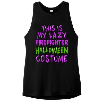 This Is My Lazy Firefighter Halloween Costume Gift Ladies PosiCharge Tri-Blend Wicking Tank