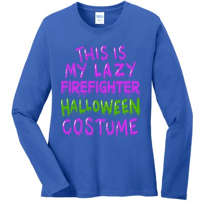 This Is My Lazy Firefighter Halloween Costume Gift Ladies Long Sleeve Shirt