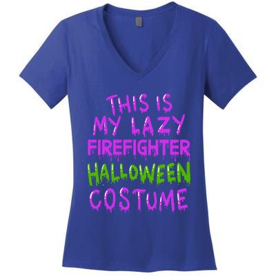 This Is My Lazy Firefighter Halloween Costume Gift Women's V-Neck T-Shirt