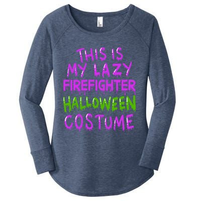 This Is My Lazy Firefighter Halloween Costume Gift Women's Perfect Tri Tunic Long Sleeve Shirt