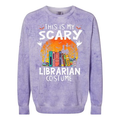 This Is My Scary Librarian Costume Funny Halloween Library Colorblast Crewneck Sweatshirt