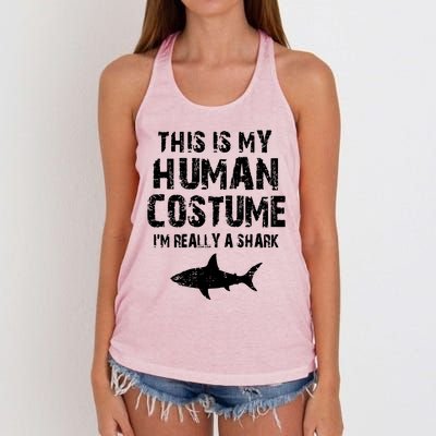 This Is My Human Costume I'm Really A Shark Women's Knotted Racerback Tank