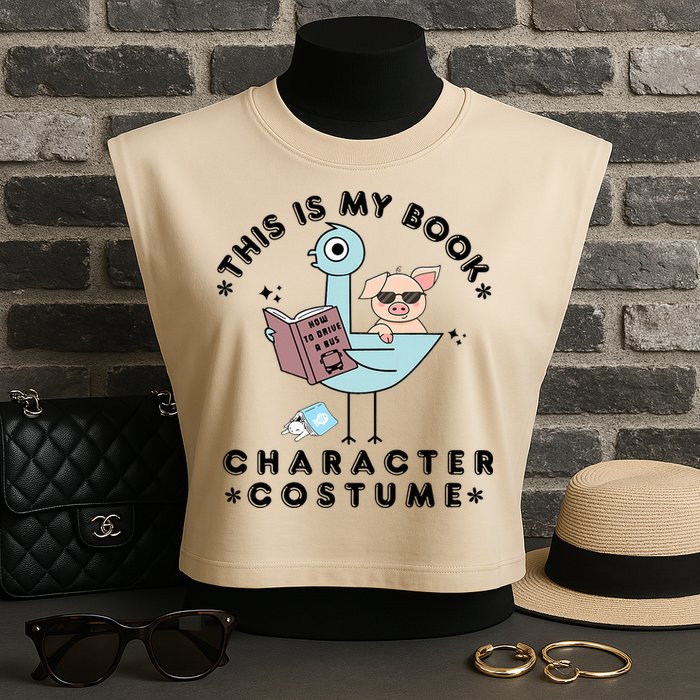 This Is My Book Character Costume Pigeon Reading Garment-Dyed Women's Muscle Tee