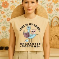 This Is My Book Character Costume Pigeon Reading Garment-Dyed Women's Muscle Tee