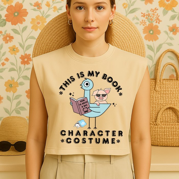 This Is My Book Character Costume Pigeon Reading Garment-Dyed Women's Muscle Tee