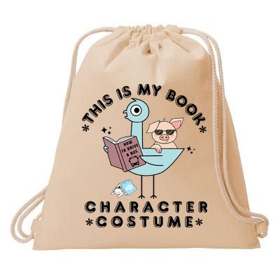 This Is My Book Character Costume Pigeon Reading Drawstring Bag