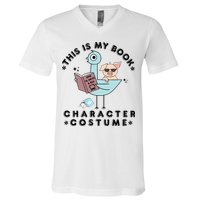 This Is My Book Character Costume Pigeon Reading V-Neck T-Shirt