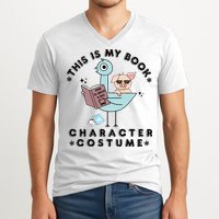 This Is My Book Character Costume Pigeon Reading V-Neck T-Shirt