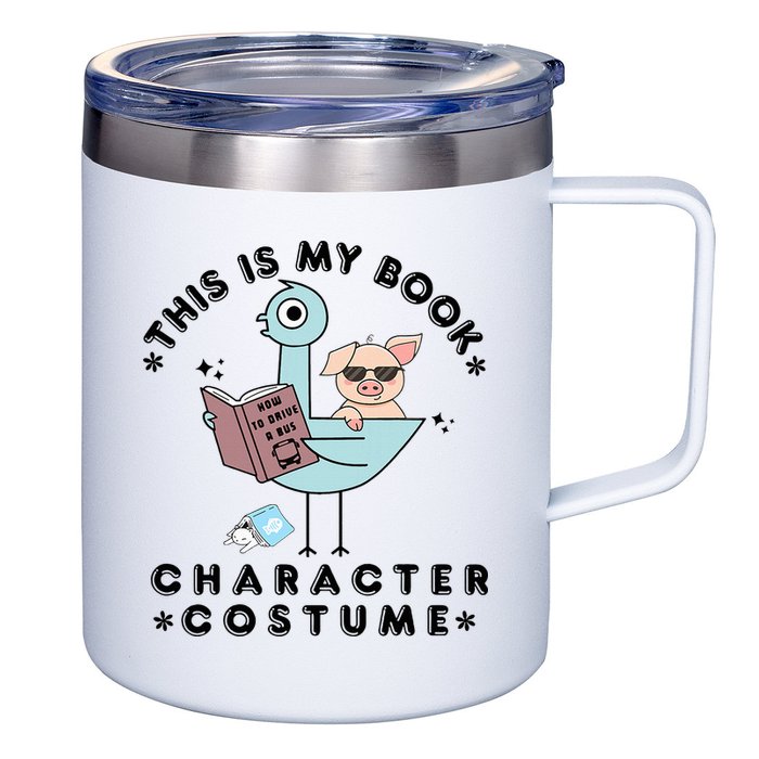 This Is My Book Character Costume Pigeon Reading 12oz Stainless Steel Coffee Mug