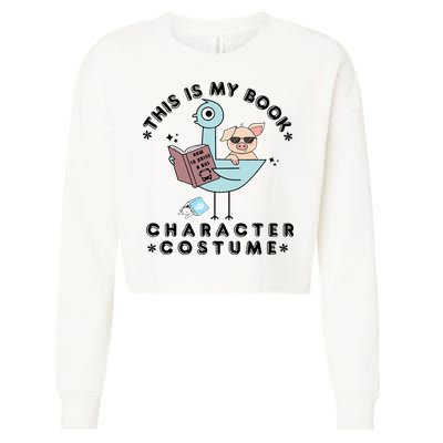 This Is My Book Character Costume Pigeon Reading Cropped Pullover Crew