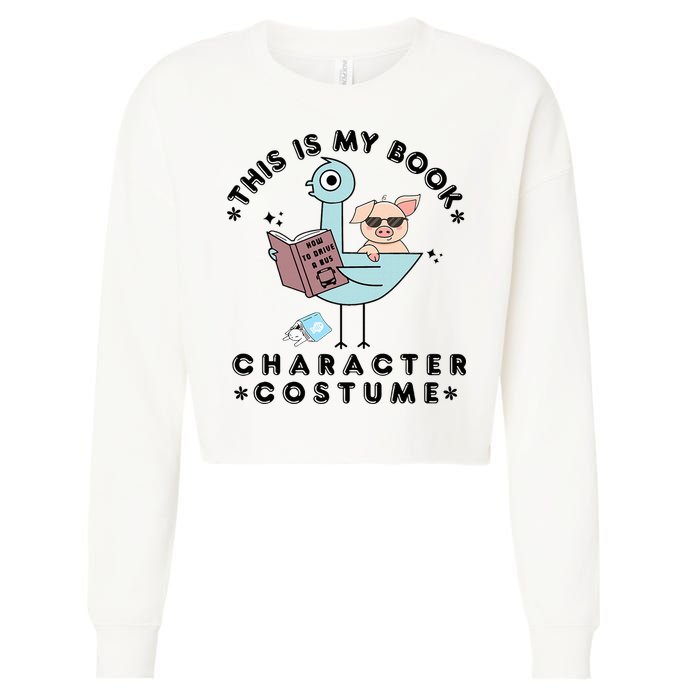 This Is My Book Character Costume Pigeon Reading Cropped Pullover Crew