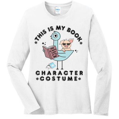 This Is My Book Character Costume Pigeon Reading Ladies Long Sleeve Shirt