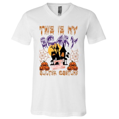 This Is My Scary Quilter Costume Halloween V-Neck T-Shirt