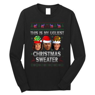 This Is My Ugliest Christmas Anti Biden Ugly Sweater Xmas Long Sleeve Shirt