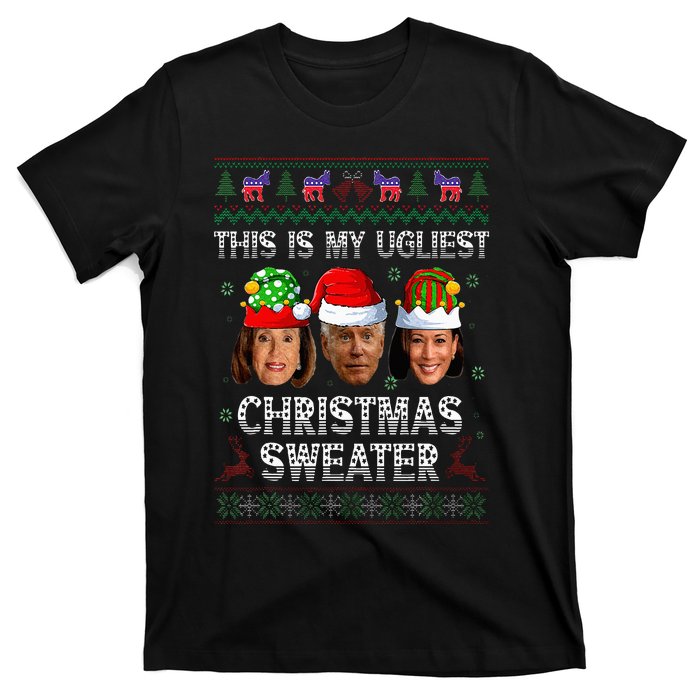 This Is My Ugliest Christmas Anti Biden Ugly Sweater Xmas T-Shirt