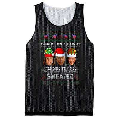 This Is My Ugliest Christmas Anti Biden Ugly Sweater Xmas Mesh Reversible Basketball Jersey Tank