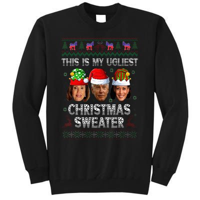 This Is My Ugliest Christmas Anti Biden Ugly Sweater Xmas Tall Sweatshirt