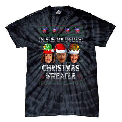 This Is My Ugliest Christmas Anti Biden Ugly Sweater Xmas Tie-Dye T-Shirt