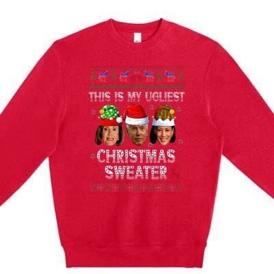 This Is My Ugliest Christmas Anti Biden Ugly Sweater Xmas Premium Crewneck Sweatshirt