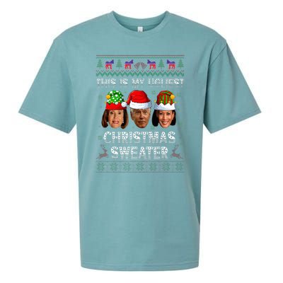 This Is My Ugliest Christmas Anti Biden Ugly Sweater Xmas Sueded Cloud Jersey T-Shirt