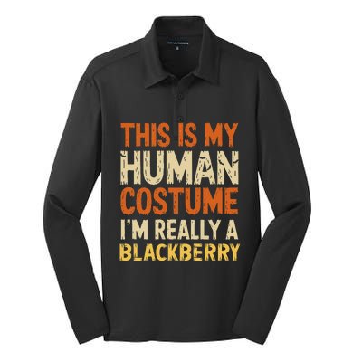 This Is My Human Costume IM Really A Blackberry Halloween Silk Touch Performance Long Sleeve Polo