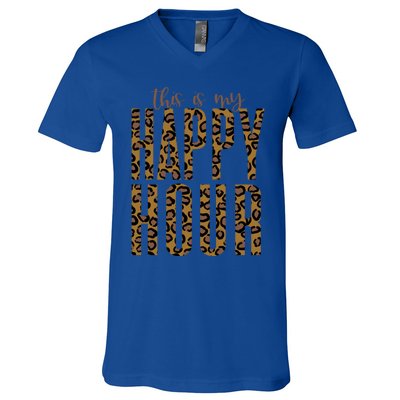 This Is My Happy Hour Leopard Mom Workout Gym Gift Meaningful Gift V-Neck T-Shirt