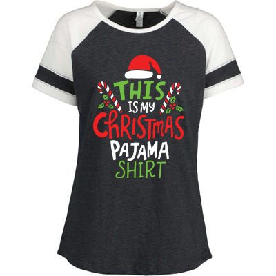 This Is My Christmas Pajama Enza Ladies Jersey Colorblock Tee