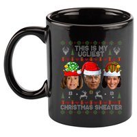 This Is My Ugliest Christmas Sweater Funny Joe Biden Kamala 11oz C Handle Ceramic Mug