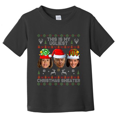 This Is My Ugliest Christmas Sweater Funny Joe Biden Kamala Toddler T-Shirt